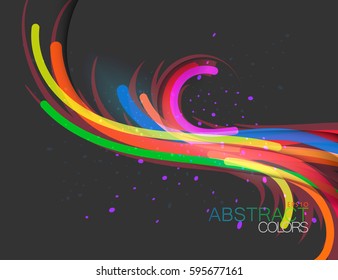 Colorful lines on a gray vector abstract background