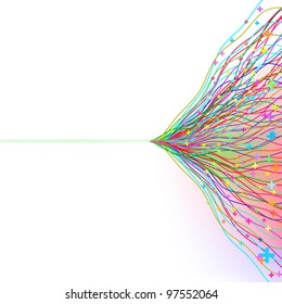 Colorful lines on light blue background. EPS 8 vector file included