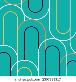 Colorful lines pattern on green background