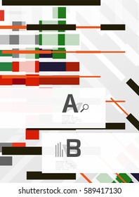 Colorful lines, rectangles and stripes with option infographics, abstract background