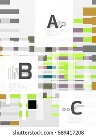 Líneas coloridas, rectángulos y rayas con infografía de opción, fondo abstracto