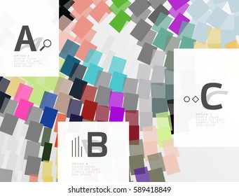 Líneas coloridas, rectángulos y rayas con infografía de opción, fondo abstracto