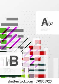 Colorful lines, rectangles and stripes with option infographics, abstract background