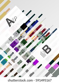 Líneas coloridas, rectángulos y rayas con infografía de opción, fondo abstracto