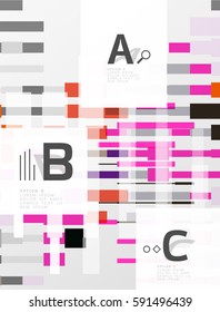 Colorful lines, rectangles and stripes with option infographics, abstract background