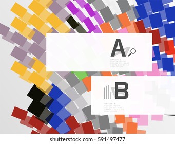 Líneas coloridas, rectángulos y rayas con infografía de opción, fondo abstracto