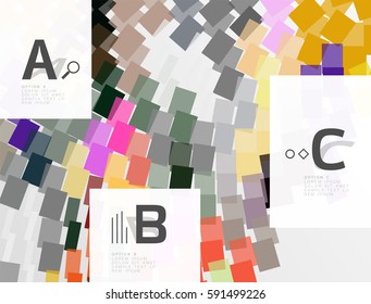 Líneas coloridas, rectángulos y rayas con infografía de opción, fondo abstracto