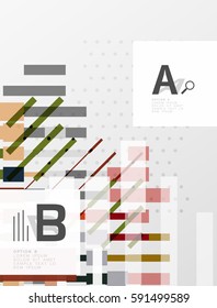 Colorful lines, rectangles and stripes with option infographics, abstract background