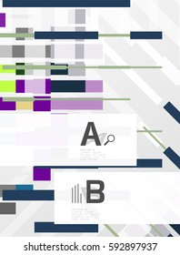 Líneas coloridas, rectángulos y rayas con infografía de opción, fondo abstracto