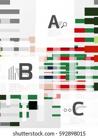 Líneas coloridas, rectángulos y rayas con infografía de opción, fondo abstracto