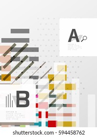 Líneas coloridas, rectángulos y rayas con infografía de opción, fondo abstracto