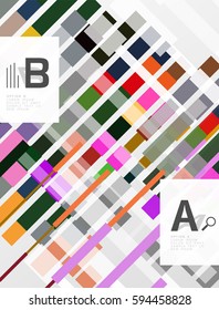 Líneas coloridas, rectángulos y rayas con infografía de opción, fondo abstracto