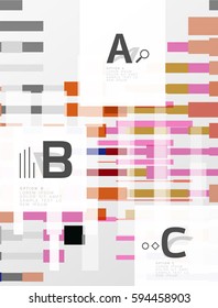 Líneas coloridas, rectángulos y rayas con infografía de opción, fondo abstracto