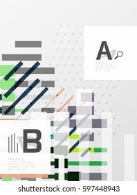 Colorful lines, rectangles and stripes with option infographics, abstract background