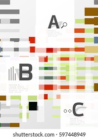 Líneas coloridas, rectángulos y rayas con infografía de opción, fondo abstracto