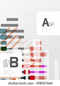 Colorful lines, rectangles and stripes with option infographics, abstract background