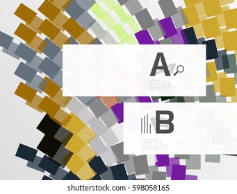 Colorful lines, rectangles and stripes with option infographics, abstract background