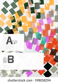 Linhas coloridas, retângulos e listras com infográficos de opção, fundo abstrato