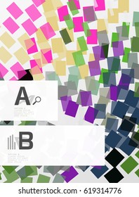 Líneas coloridas, rectángulos y rayas con infografía de opción, fondo abstracto