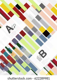 Líneas coloridas, rectángulos y rayas con infografía de opción, fondo abstracto