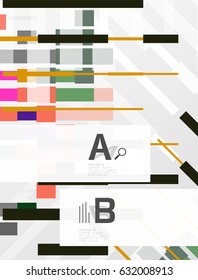 Líneas coloridas, rectángulos y rayas con infografía de opción, fondo abstracto