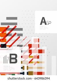 Colorful lines, rectangles and stripes with option infographics, abstract background
