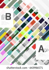 Líneas coloridas, rectángulos y rayas con infografía de opción, fondo abstracto