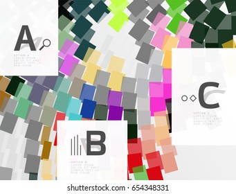Líneas coloridas, rectángulos y rayas con infografía de opción, fondo abstracto
