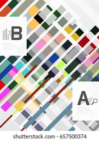 Líneas coloridas, rectángulos y rayas con infografía de opción, fondo abstracto