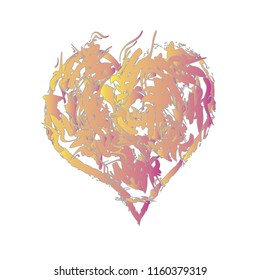 Colorful Lines and Ribbons Heart Vector Illustration. Beautiful Eco Design of Heart. Love Symbol Original Painting. Vivid colors Shape. Perfect for cover, cloth design, stickers, flayers, logos.
