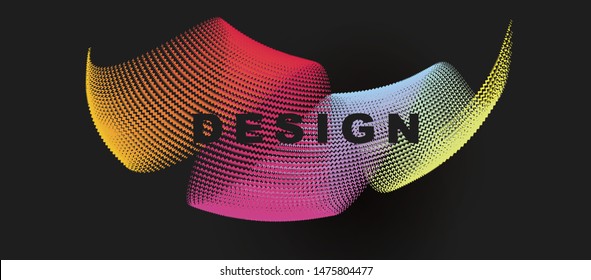 Colorful lines twisted into circular shape, geometric design elenent, abstract background