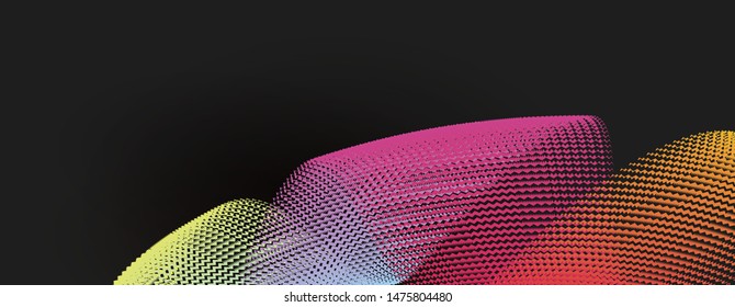 Colorful lines twisted into circular shape, abstract background