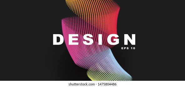 Colorful lines twisted into circular shape, abstract background with typography