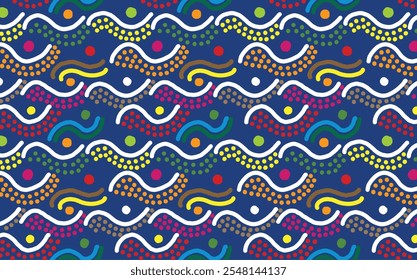 Colorful lines wave and curve Burma style pattern detail art design. deco, art deco, circle, detail, spot, hand drawn, aboriginal, etnic, local, graphic, ocean.