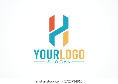 colorful linked line letter h logo