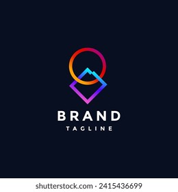 Colorful Linked Sun And Mountain Icon Logo Design. Colorful Symbol of the Sun and Mountain Connected Logo Design.