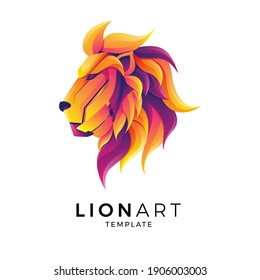 Plantilla de diseño de obras de arte de león coloridas