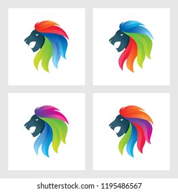 Colorful lion collections logo vector