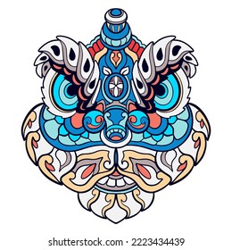 Colorful Lion dance cartoon mandala arts isolated on white background
