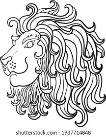 Colorido vector de la cara del león para la pegatina y el aislamiento de la caja de pantalla sobre el fondo blanco.