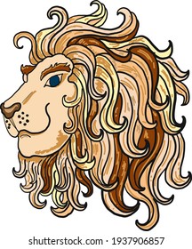Colorful lion face vector for sticker and screen box isolate on white background.
