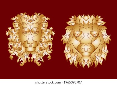 Colorful lion face vector for sticker and screen box isolate on white background.