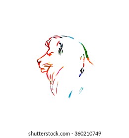 Colorful lion head close up