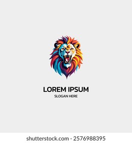 colorful lion head logo template illustration icon element isolated on white background