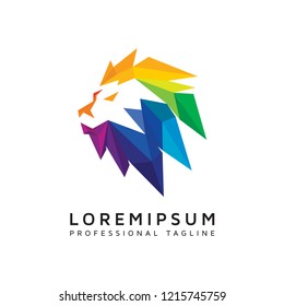 Colorful Lion head logo vector