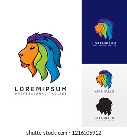 Colorful Lion head logo vector