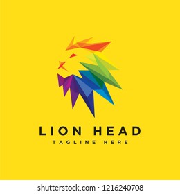 Colorful Lion head logo vector