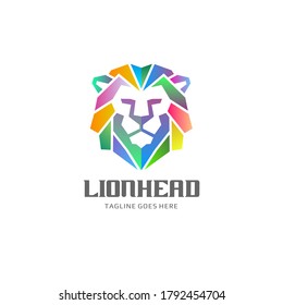 Colorful Lion Head Logo Vector Template