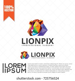 Colorful Lion Head Logo Vector