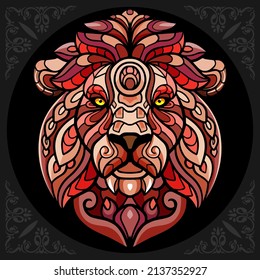 Colorful lion head mandala arts, isolated on black background